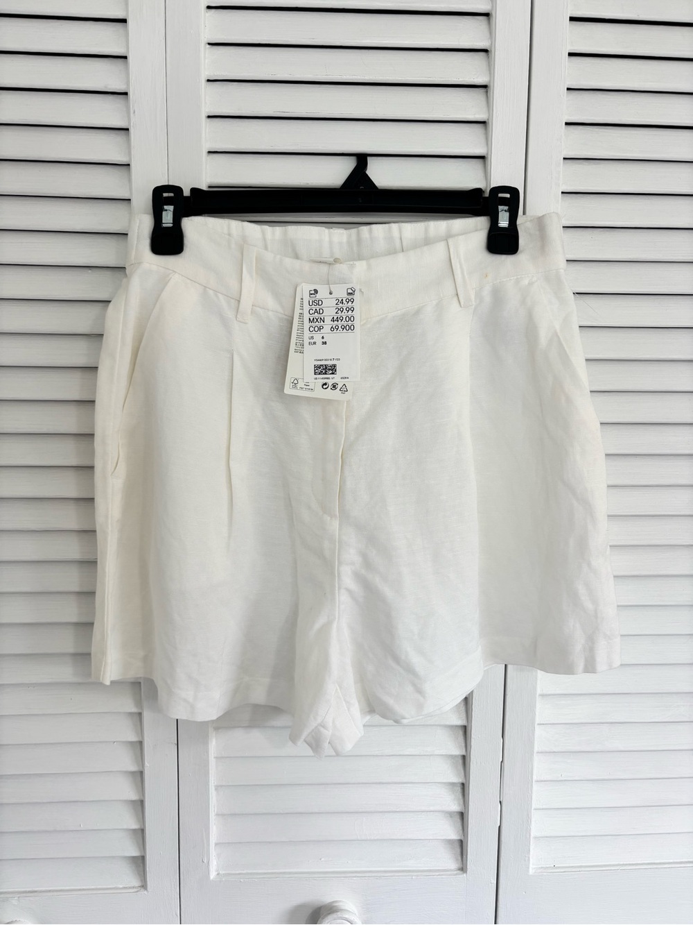 Women's linen White Tailored High-Waist Shorts NWT